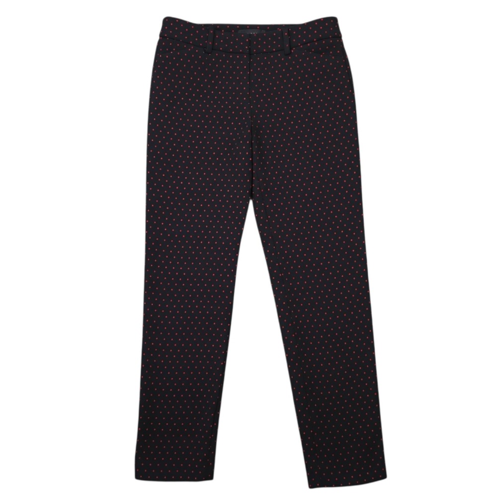 Talbots Hampshire Ankle Pants Womens 2 Black Red Polka Dot Ponte Knit Preppy